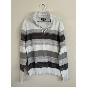 Carbon Men's Black White Gray Long‎ Sleeve Sweater Pullover Size Large